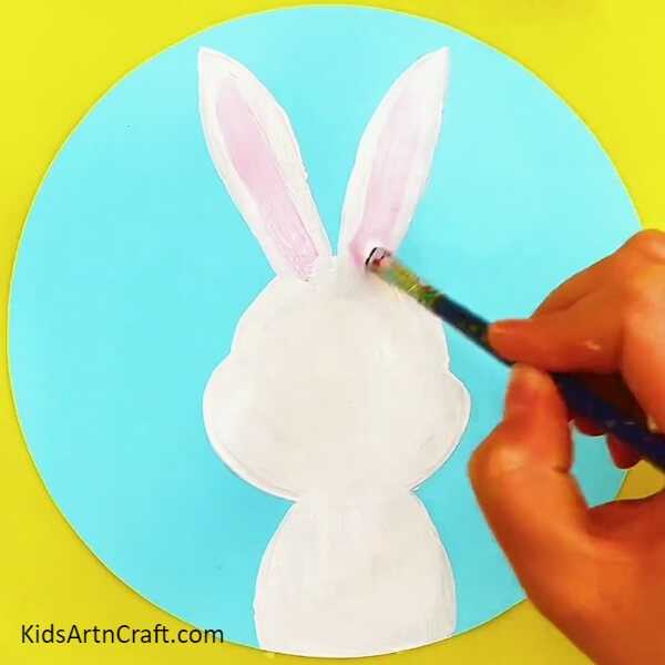 Making The Inner Ears - A Simple Guide to Painting a Charming Bunny With Paint for Youngsters 