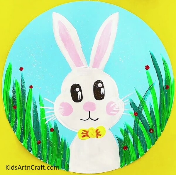 The Cute Bunny Artwork Using Paint Is Ready! - Tutorial For Children To Paint Rabbit Art 