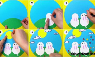 Cute Bunny Landscape Paper Craft Step-by-step Tutorial