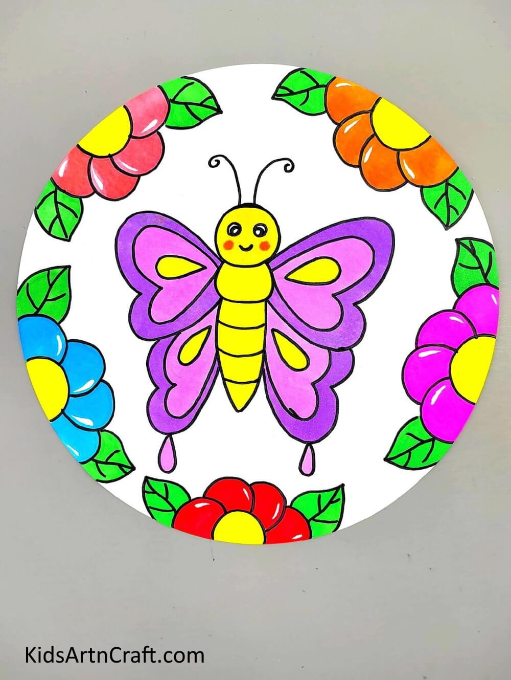 Colorful Butterfly Drawing For Kids