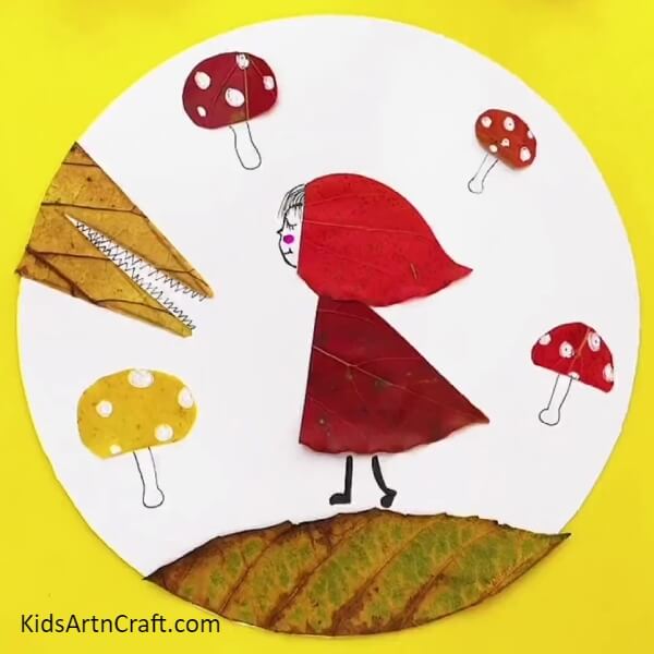 Finally, We Are Done Completing Our Craft In No Time-Crafting a Charming Red Riding Hood with Fall Leaves