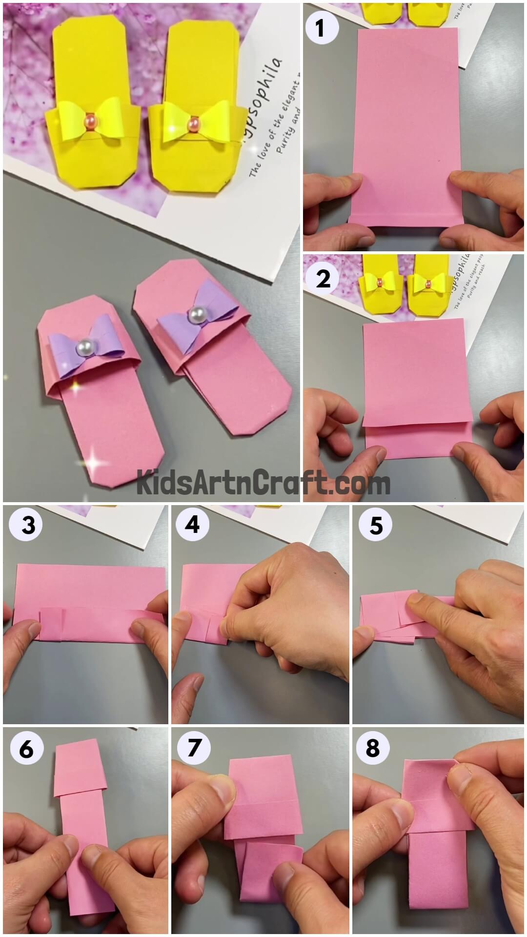  Cute Origami Paper Slippers Craft Idea For Kids
