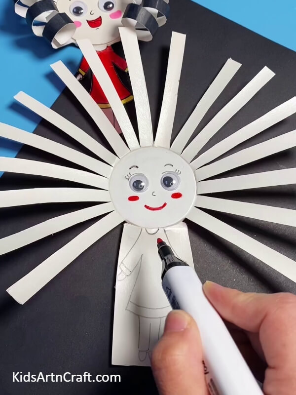 Beginning The Drawing Part, Using A Pencil-Constructing a Sweet Paper Cup Doll for Kids 