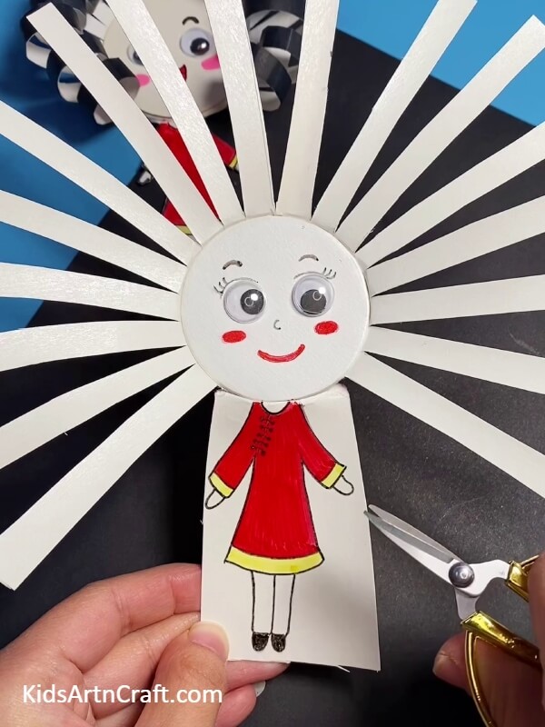 Cutting The Outline Using Scissor-Making a Cute Doll with a Paper Cup 