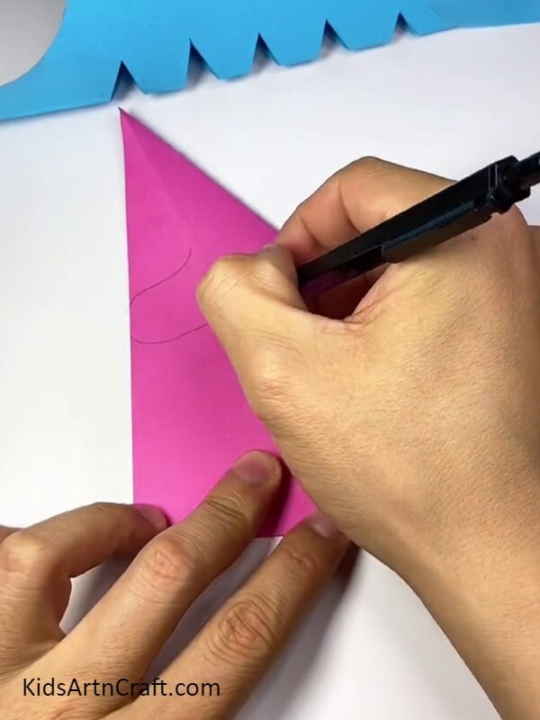 Drawing The Dinosaur's Body. step-by-step procedure of creating Cute Paper Dinosaur Craft for Beginners