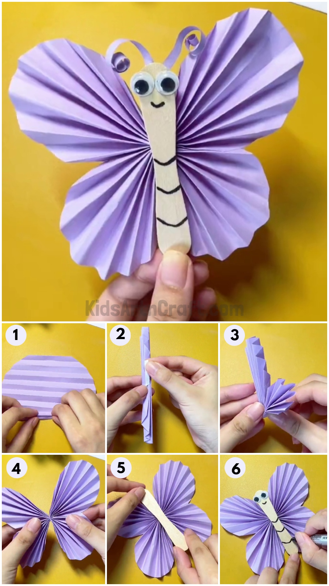 Cute Paper-Popsicle Stick Butterfly Craft Tutorial For Kids