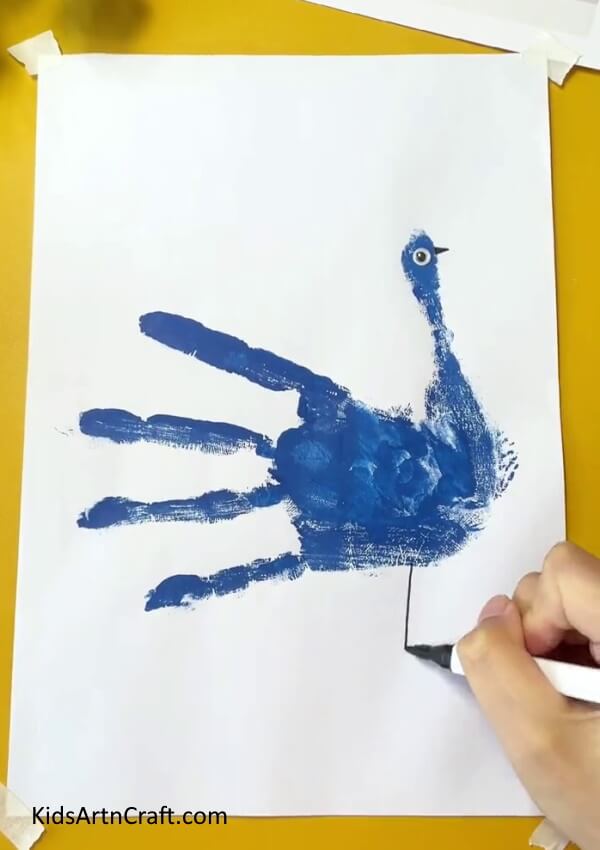 Drawing peak for peacock- A Sweet Peacock Handprint Art & Craft Scheme For Kids