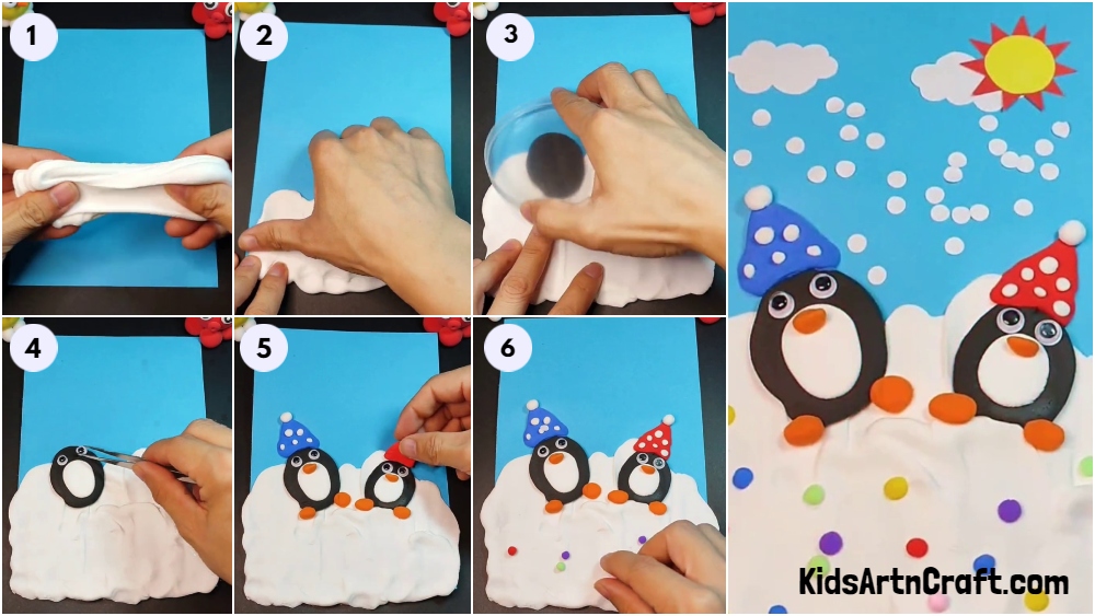 Cute Penguin Clay Craft Step-by-step Tutorial For Kids