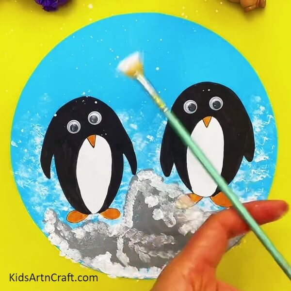 Outline The Entire Painted Section-How to Create Adorable Penguin Paper Art with Children 