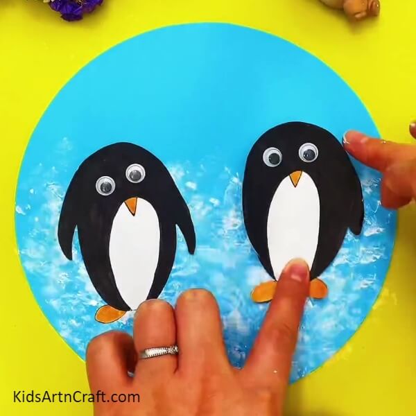 Pasting The Penguins On The Sheet-Cuddly Penguins Paper Creation Tutorial for Youngsters 