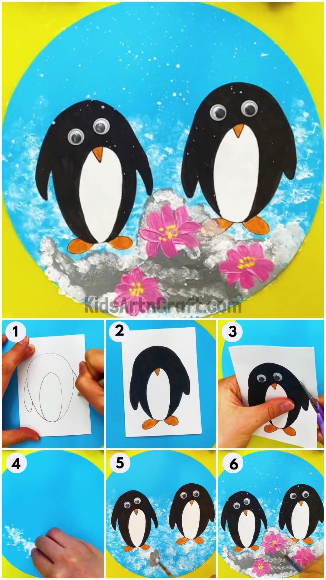 Cute Penguins Paper Artwork Craft Tutorial For Kids