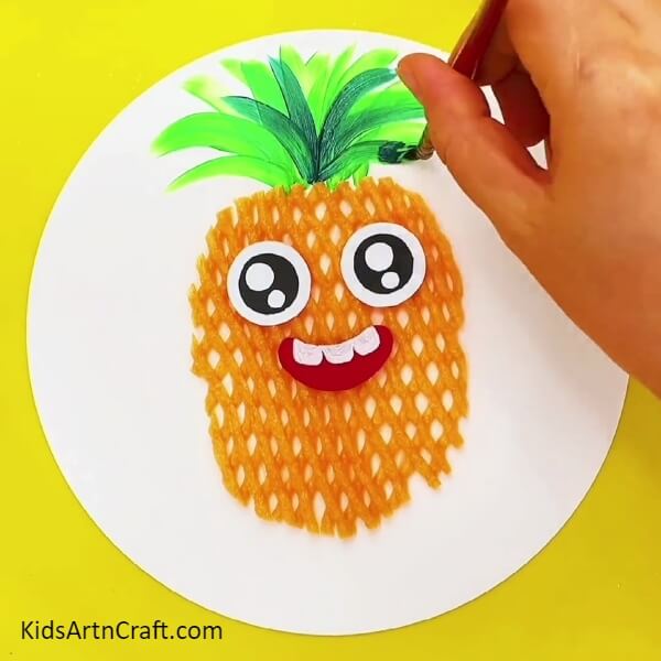 Completing The Crown-Kids Can Have Fun Crafting a Sweet Pineapple with Fruit Foam