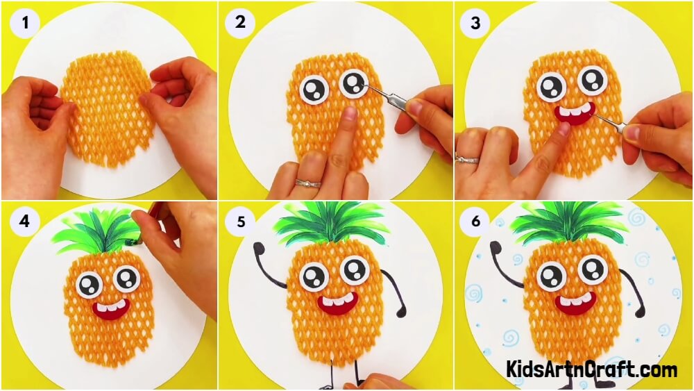 Smiling Pineapple Recycled Craft Idea For Kids