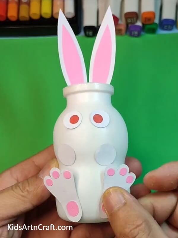 pasting the hind limbs-step-by-step guide for Cute Rabbit Shaped Pen Holder for kids