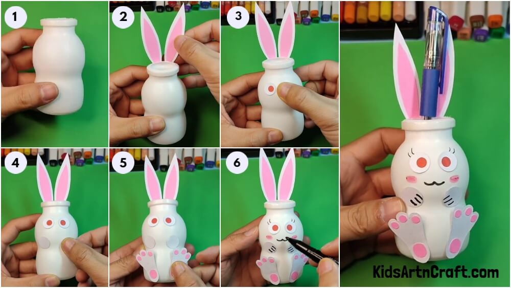 Cute Rabbit Shaped Pen Holder Craft Tutorial For Kids