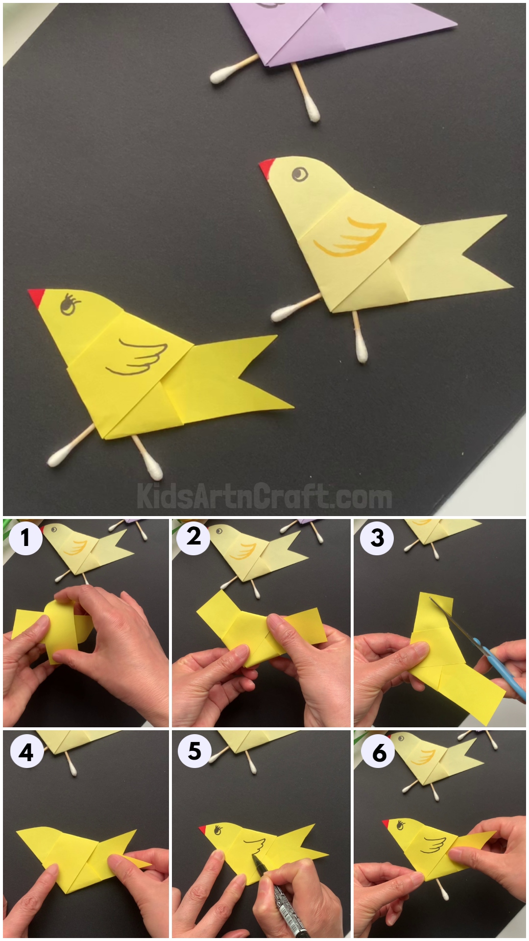 DIY Bird Craft Using Paper And Earbud