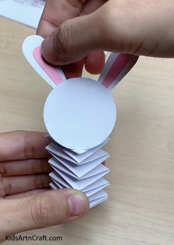 Pasting The Ears - Homecraft Activity For Kids – A Bouncy Paper Rabbit