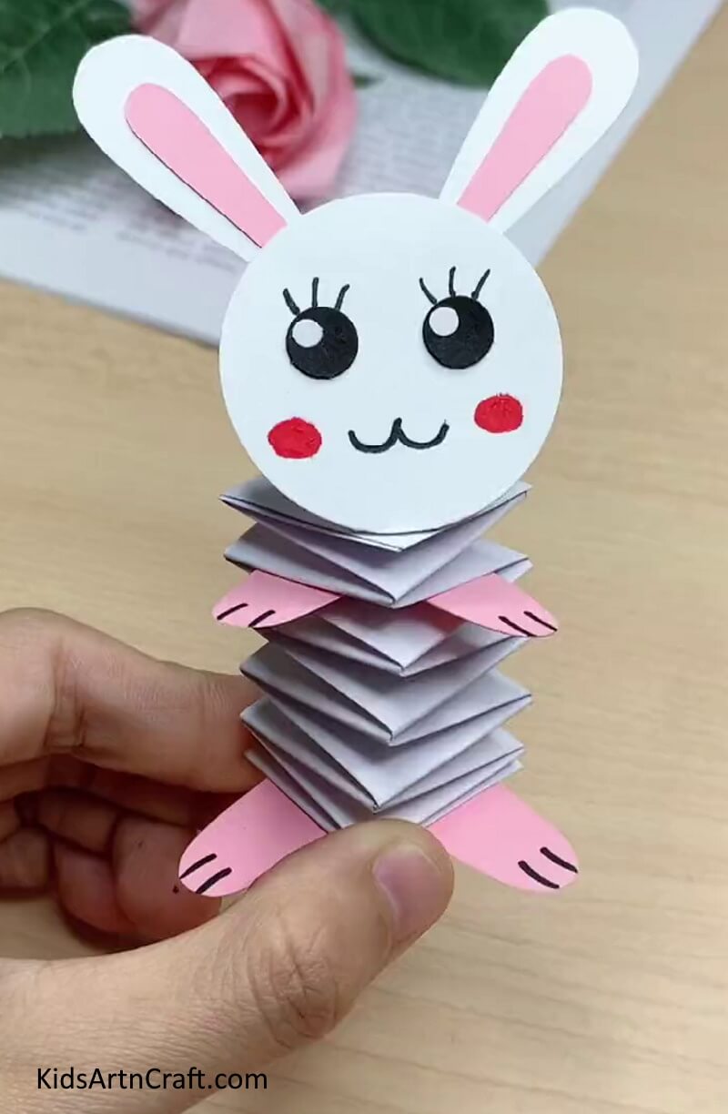 This Is The Final Look Of Our Bouncing paper Bunny Craft! - Kids Can Construct a Bouncy Paper Rabbit Artwork at Home 