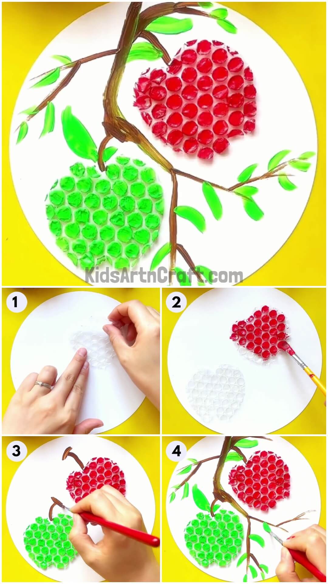 DIY Bubble Wrap Apple Artwork Craft For Kids