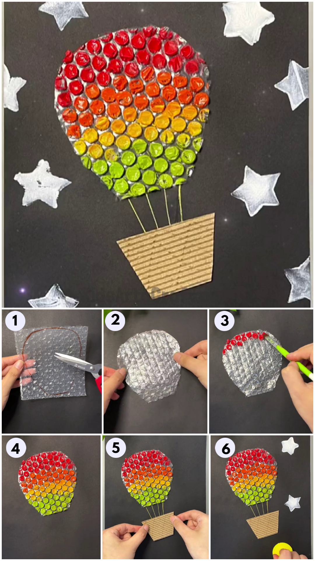DIY Bubble Wrap Hot Air Balloon Craft For Kids