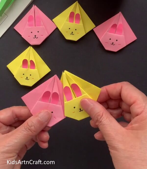 Inserting The Pink Bunny Into Yellow Construct your own Rabbit Face Paper Umbrella - A Beginner's Guide 