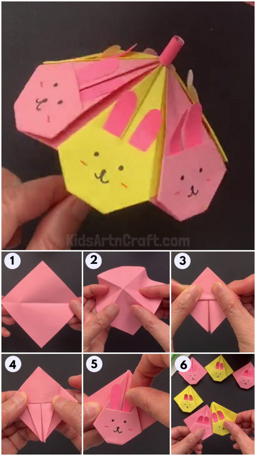 DIY Bunny Face Paper Umbrella Easy Tutorial - Kids Art & Craft
