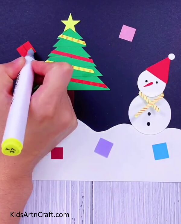 Draw the gift outlines- Compose a Christmas Tree with your own apparatus for a gleeful decoration.