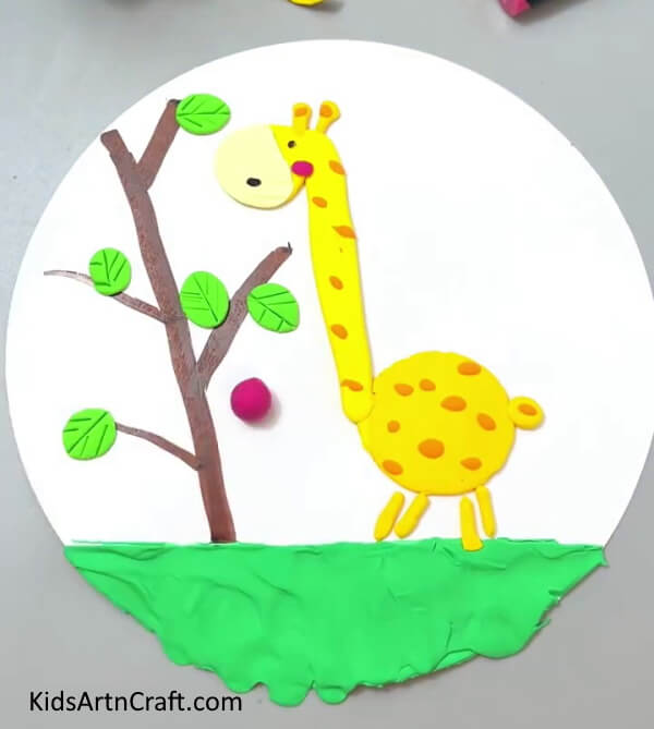 Adding Apple To The Tree - Create a Clay Giraffe Yourself - A Step-By-Step Tutorial For Youngsters