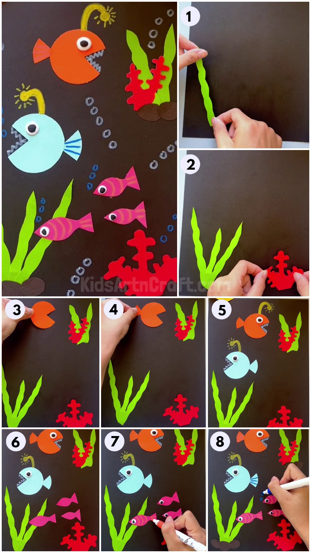 DIY Craft paper Fish Aquarium for kids