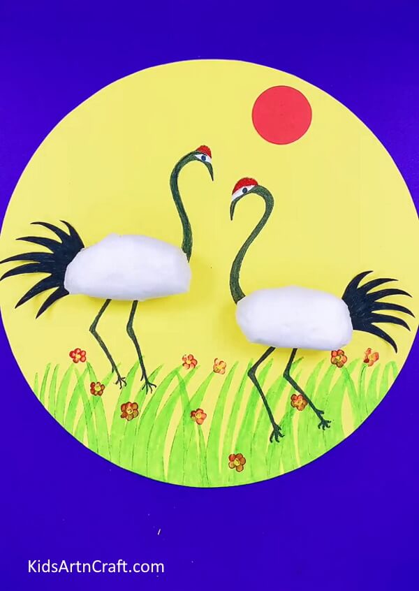 Simple Crane Bird Artwork For Kids