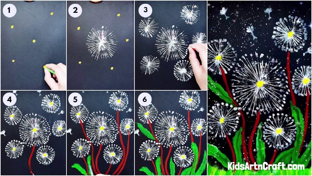 DIY Dandelion Flower Creative Painting Idea For Kids