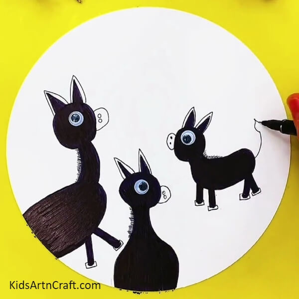 Make the tail and hair of the donkey- A Guide to Crafting Donkey Painting Art For Kids
