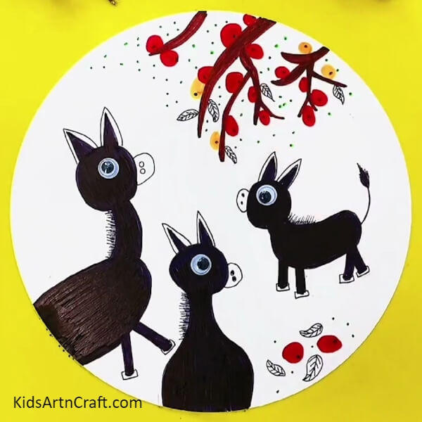 Make small dots using a black marker- DIY Donkey Painting Art Tutorial For Youngsters