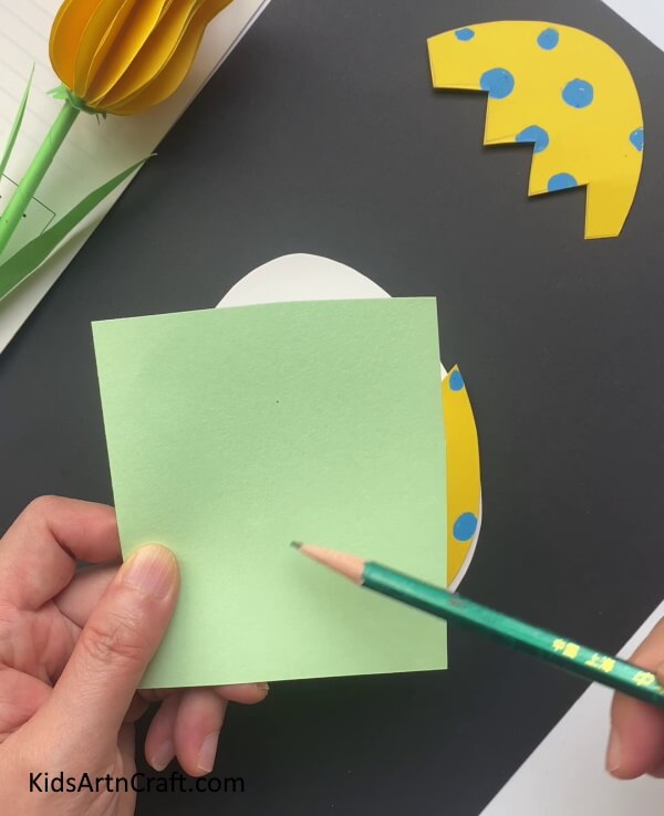 Drawing Baby Dragon On Green Paper - Darling Dragon Work Built Inside A Paper Egg