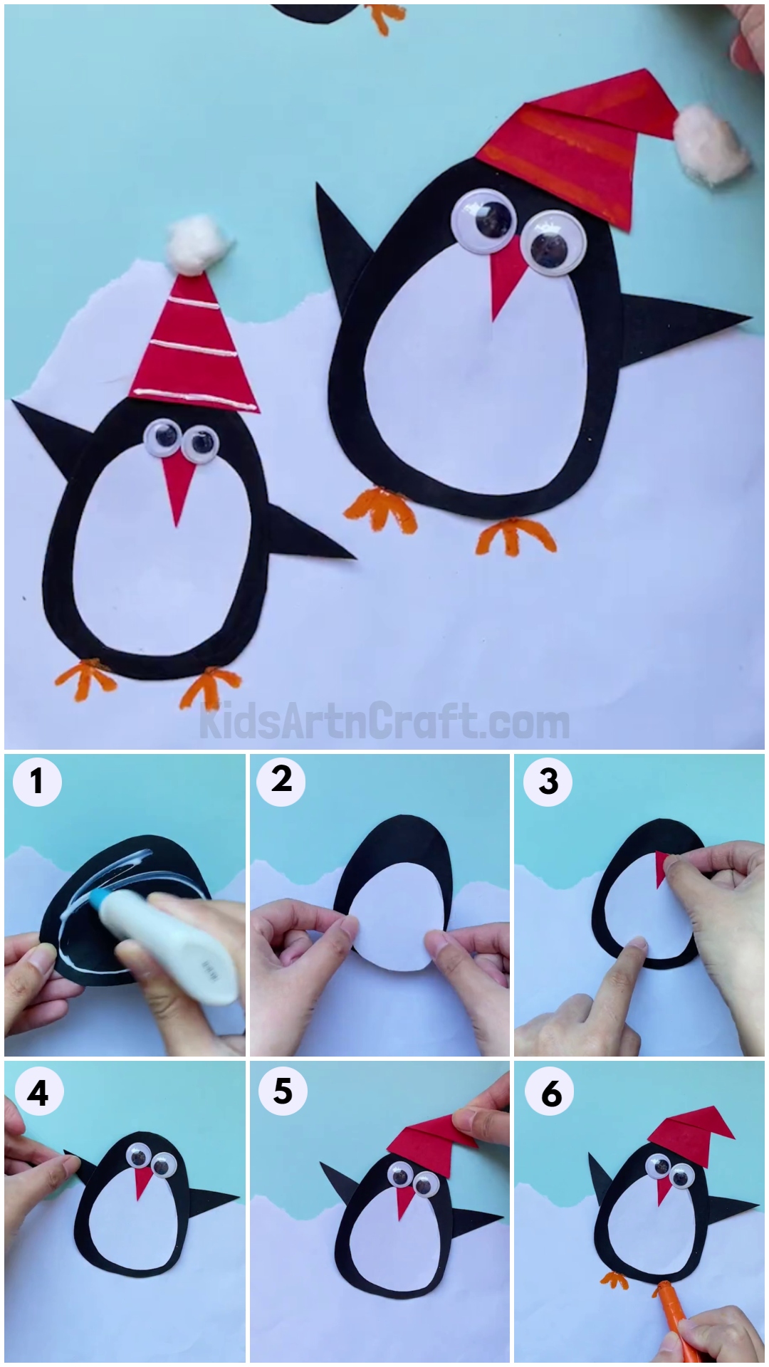 DIY Easy Paper Penguin Craft For Preschoolers-Preschoolers can make a paper penguin craft with ease