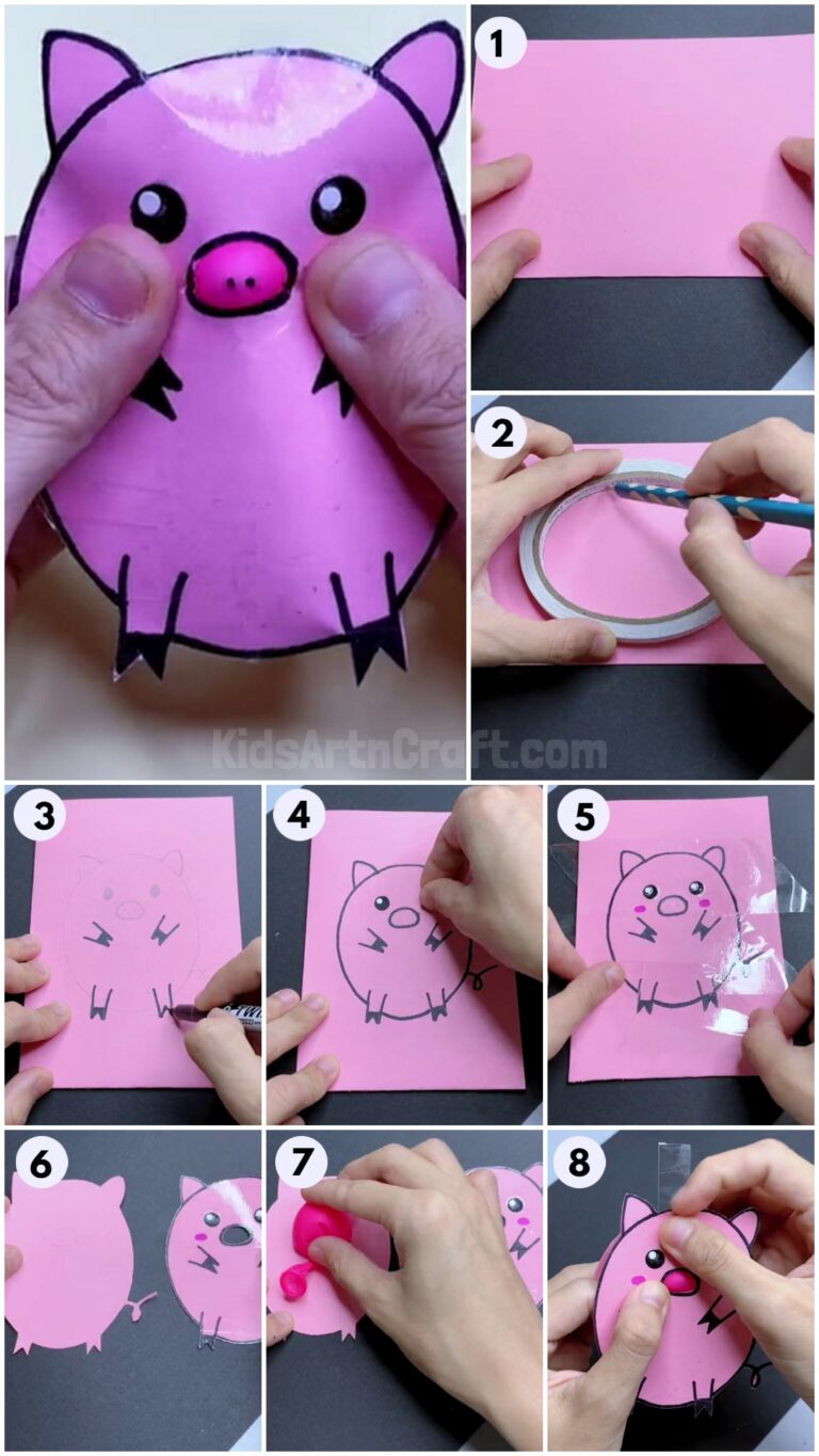 DIY Easy Paper Pig Craft Tutorial For Kids - Kids Art & Craft
