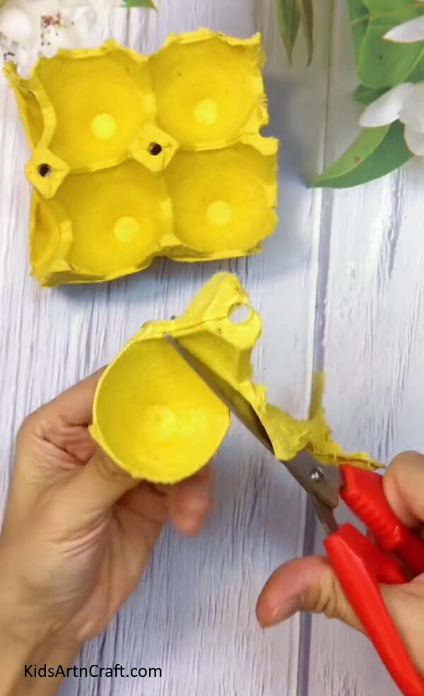 Removing An Egg Holder - Utilize a previously used egg container to craft a flower at home. 