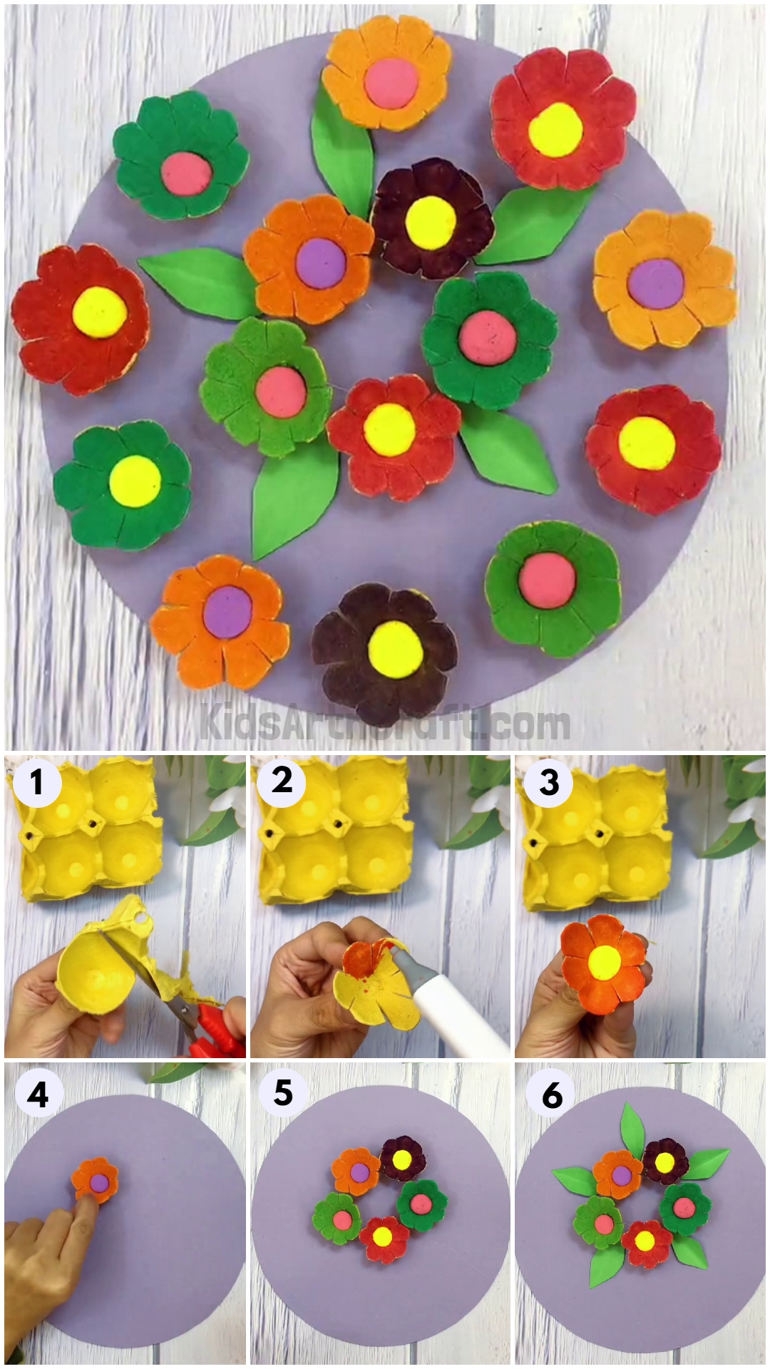 DIY Egg Carton Flowers Craft For Kids