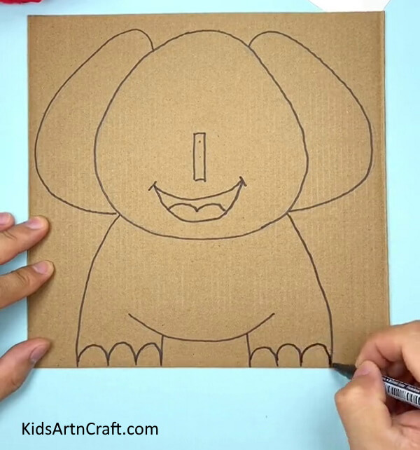 Drawing An Elephant On Cardboard -Assemble an Elephant Out of Cardboard for Preschoolers