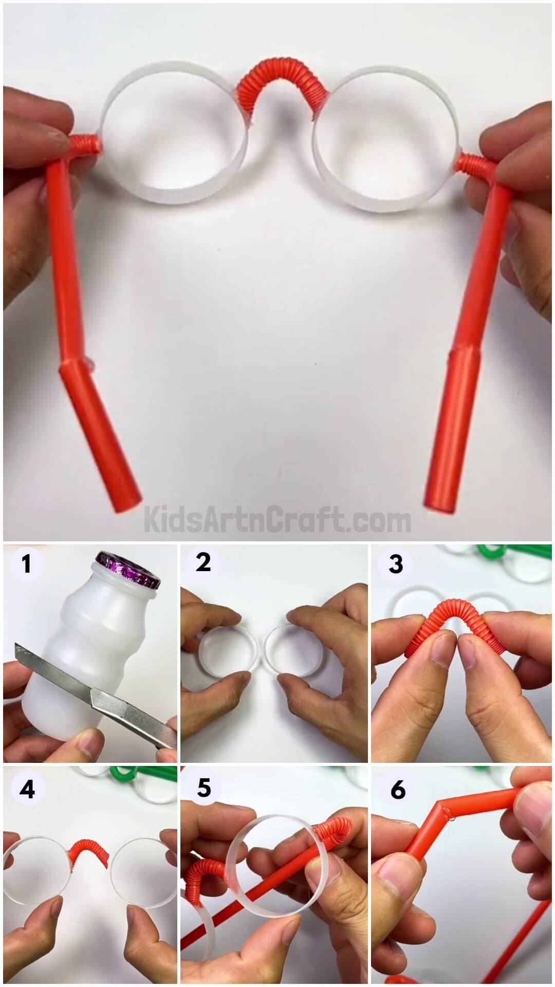 DIY Eye Glasses Craft Using Plastic Bottle &amp; Straw Step-by-step tutorial