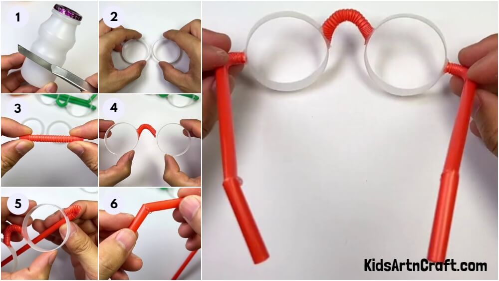 DIY Eye Glasses Craft Using Plastic Bottle & Straw Step-by-step tutorial