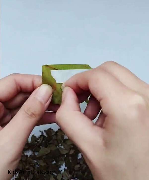 Paste The Tape Behind The Leaf, On One Side-Creating a Hedgehog & Bird from Autumn Leaves