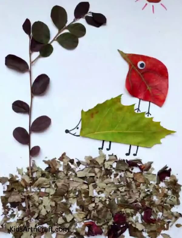 This How It Turns Out To Be After All The Steps-Learn how to make a Fall Leaf Hedgehog and Bird Craft for Novices