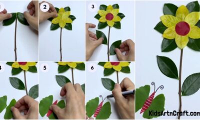 DIY Flower Craft from Fresh leaves easy tutorial