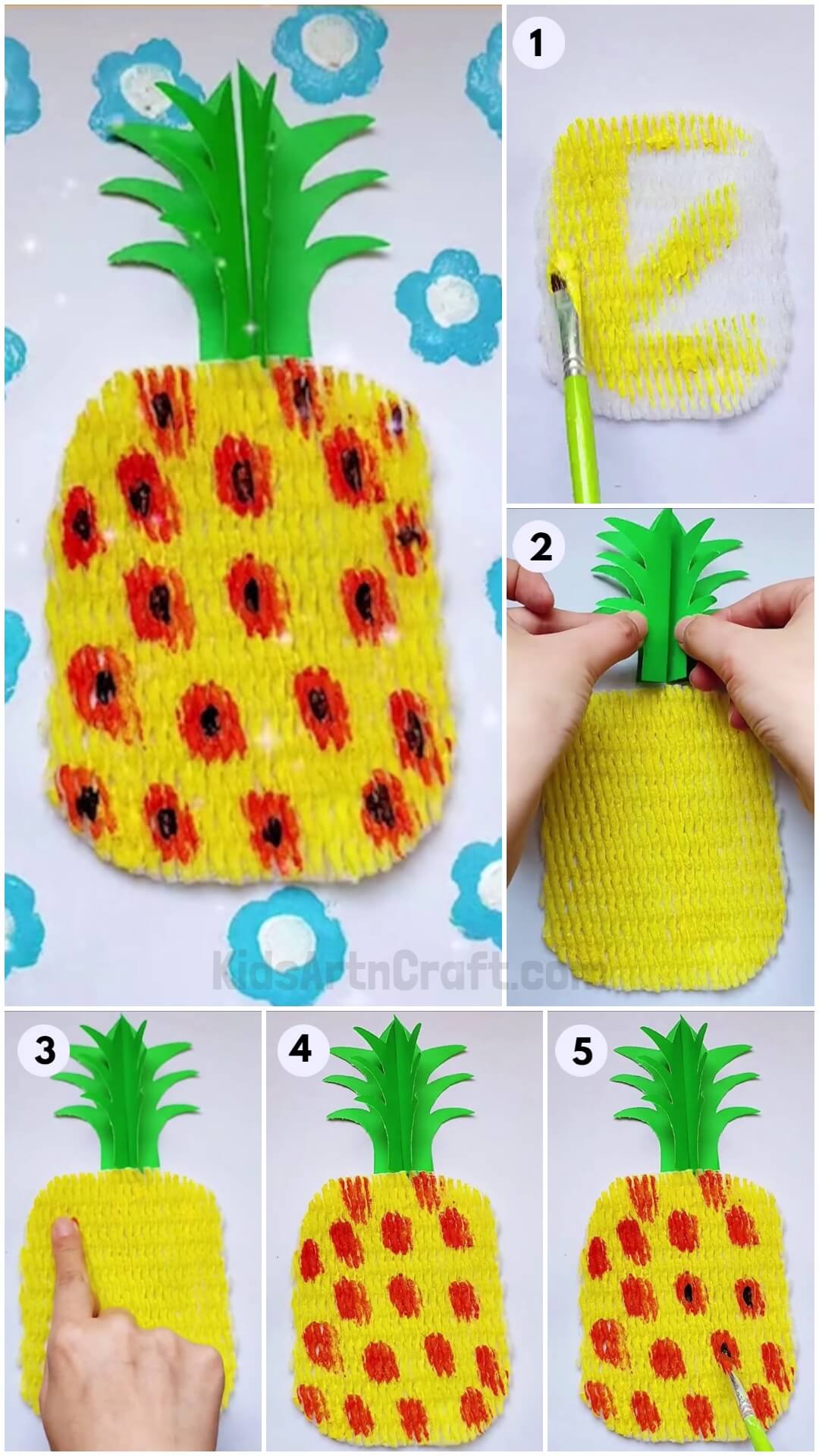 DIY Fruit Foam Pineapple Craft Step-by-step Tutorial