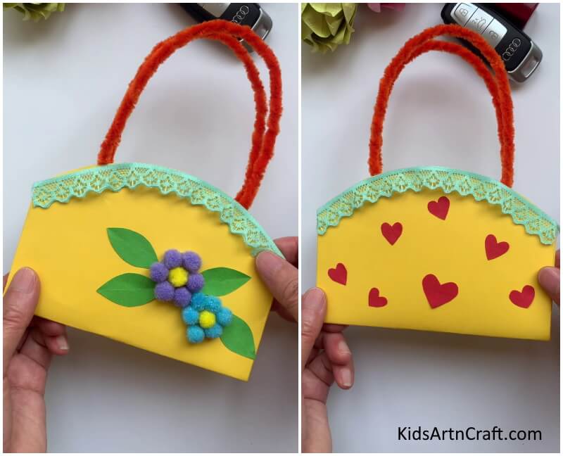 Making Paper Bag With Handles Craft For Kids
