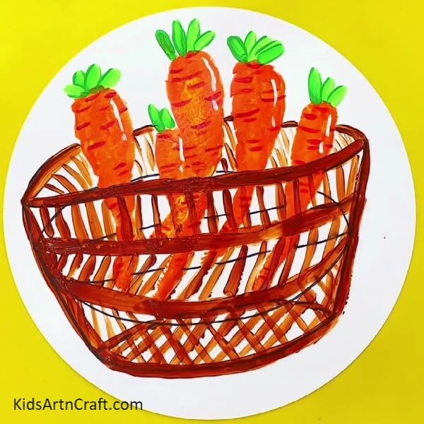 Your Carrot Basket Is Completed! - Create a Handprint Carrot In a Basket Art Project With Your Kids