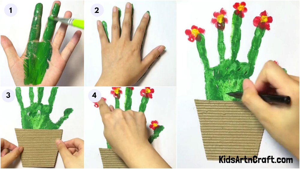 DIY Handprint Cactus Artwork For kids To Try At Home