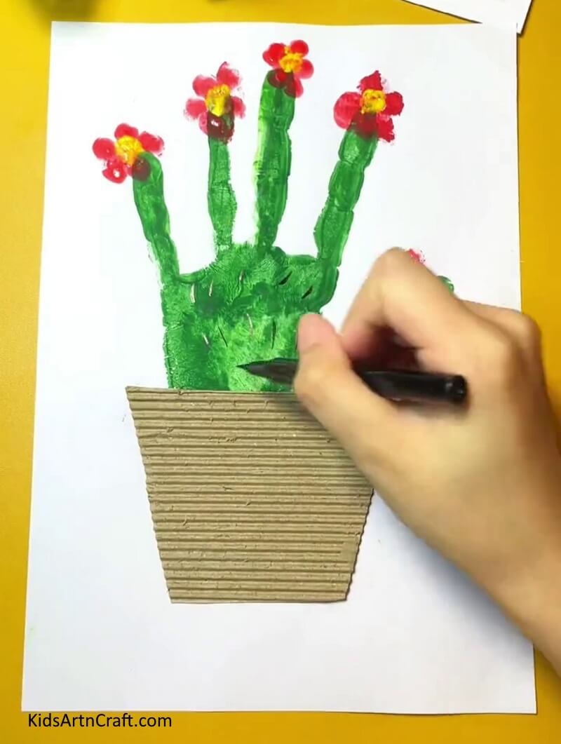 DIY Handprint Cactus Artwork For Kids 