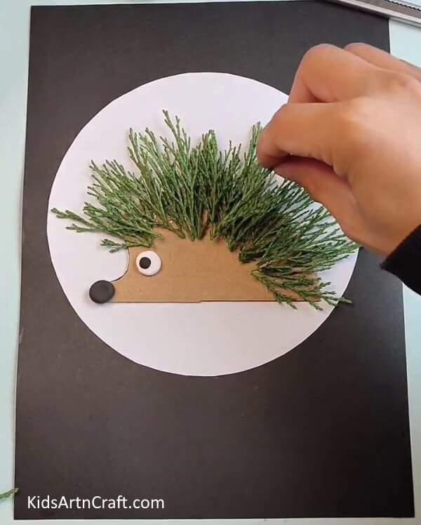 Adding More Leaves-Crafting a Hedgehog Using Leaves - A Simple Tutorial for Kids 